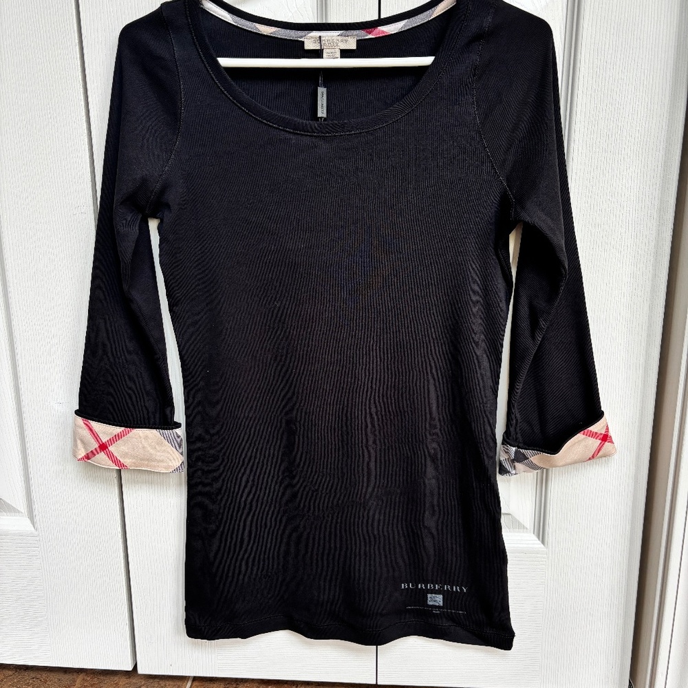 Burberry London Black 3/4 Sleeve Top